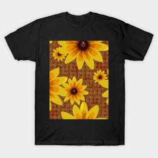 Blackeyed Susan on Burlap Gold over Red Repeat 5748 T-Shirt